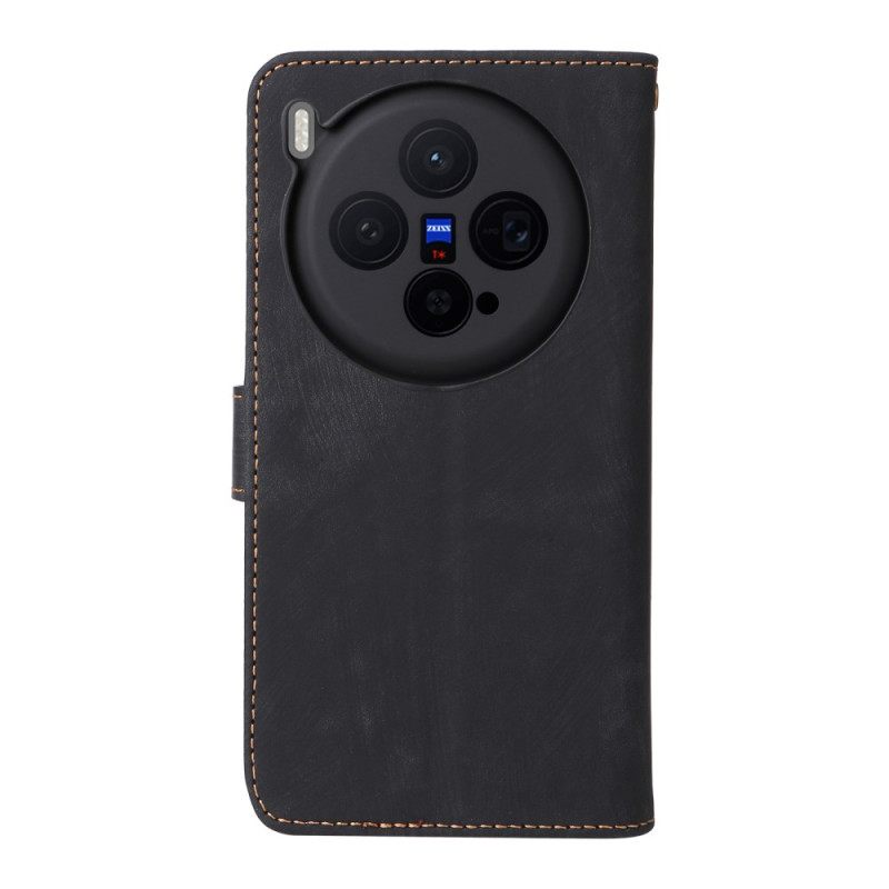 Leren Hoesje Vivo X300 Ringhouder Met Suède-effect Bescherming Hoesje