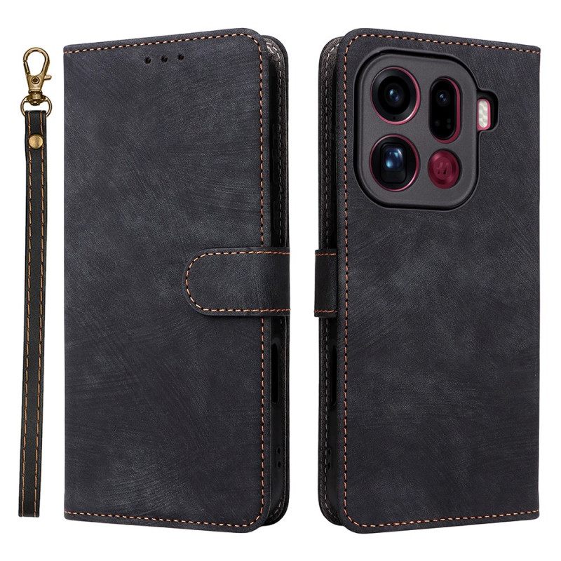 Leren Hoesje Oppo Find X9 Pro 5g Bandjes Met Suède-effect Bescherming Hoesje