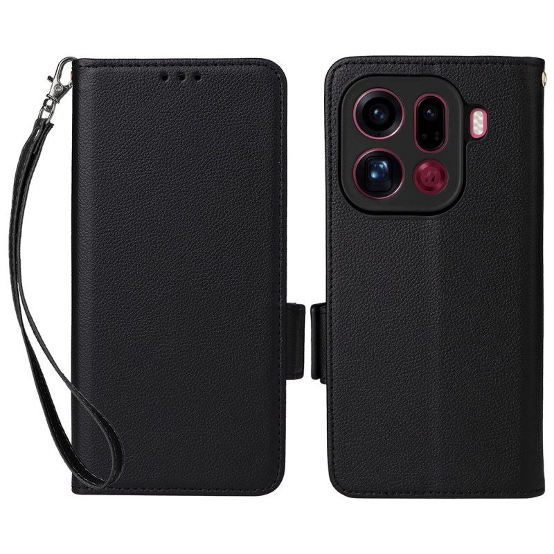 Leren Hoesje Voor Oppo Find X9 Pro 5g Bandjes Van Kunstleer