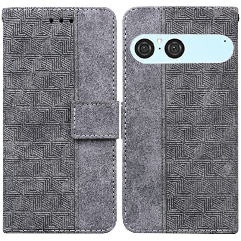 Flip Case Leren Sony Xperia 10 Vii Geweven Patroon