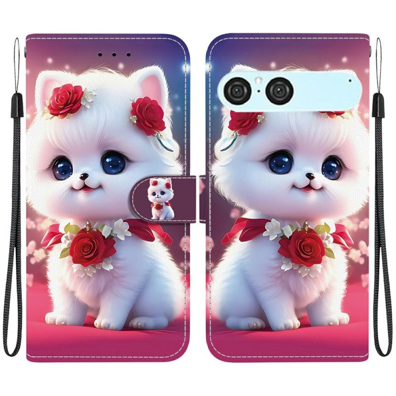 Flip Case Leren Sony Xperia 10 Vii Kat En Rozen