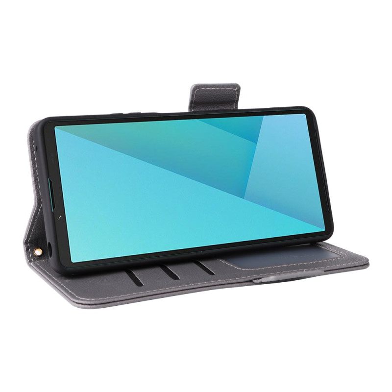 Flip Case Leren Sony Xperia 10 Vii Kunstleer Met Riempje
