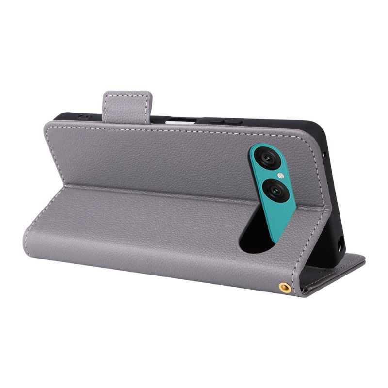 Flip Case Leren Sony Xperia 10 Vii Kunstleer Met Riempje