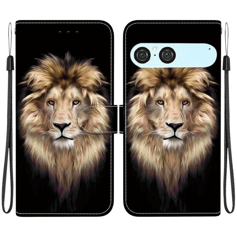 Flip Case Leren Sony Xperia 10 Vii Leeuw