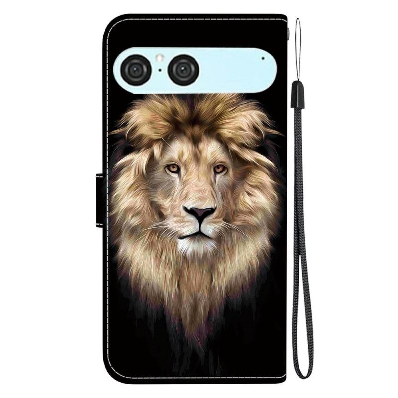 Flip Case Leren Sony Xperia 10 Vii Leeuw