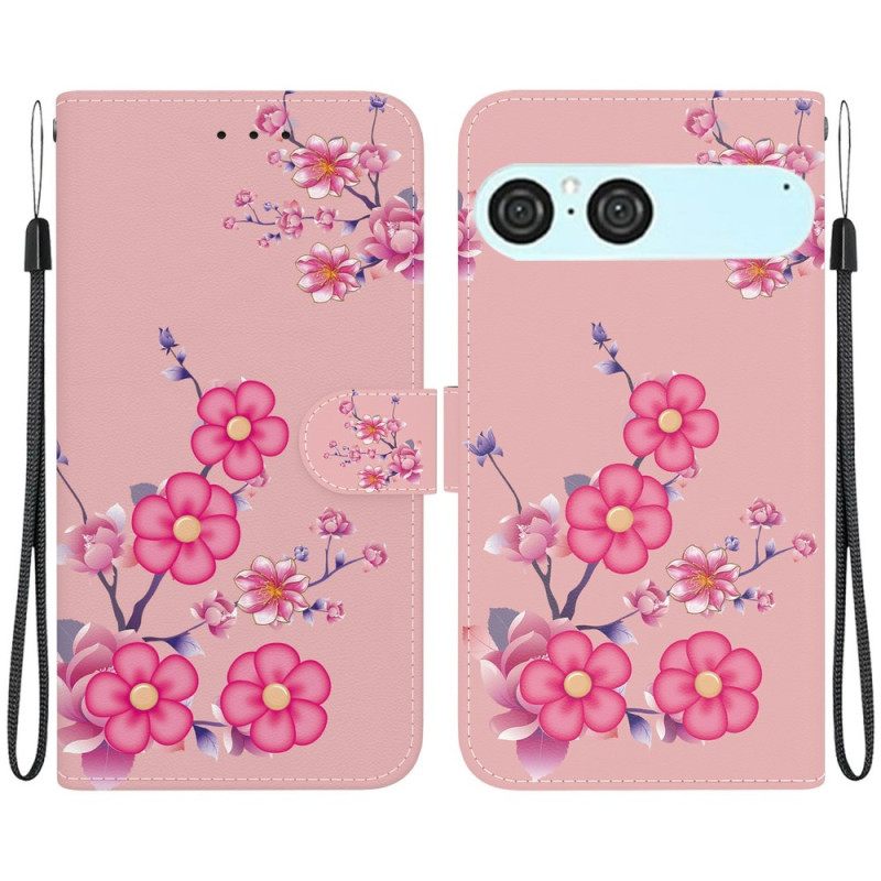 Flip Case Leren Sony Xperia 10 Vii Sakura-patroon