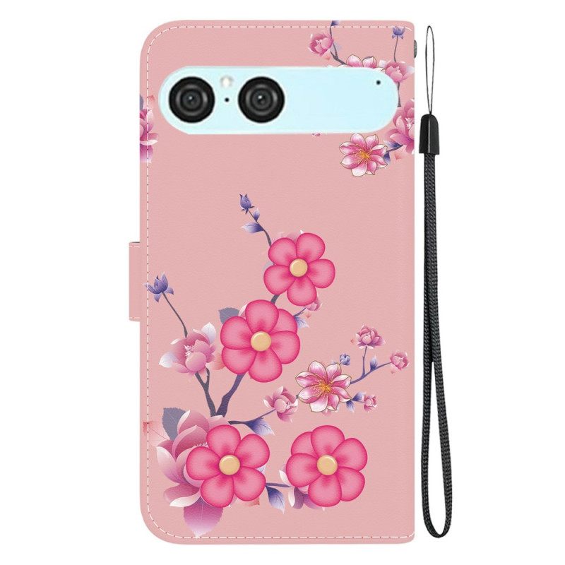 Flip Case Leren Sony Xperia 10 Vii Sakura-patroon