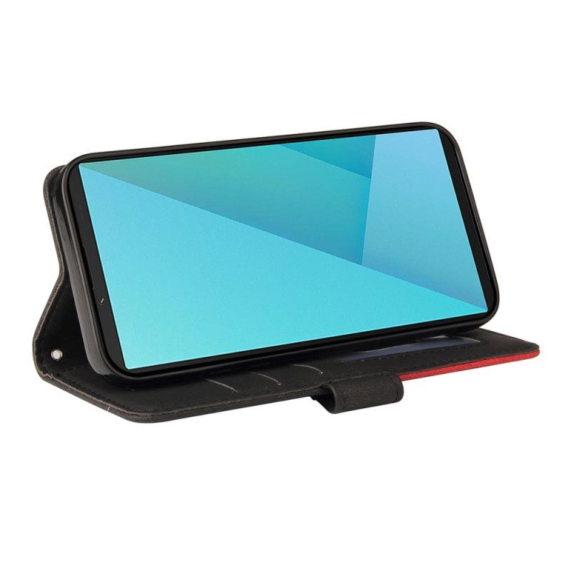 Flip Case Leren Sony Xperia 10 Vii Tweekleurig Golvend