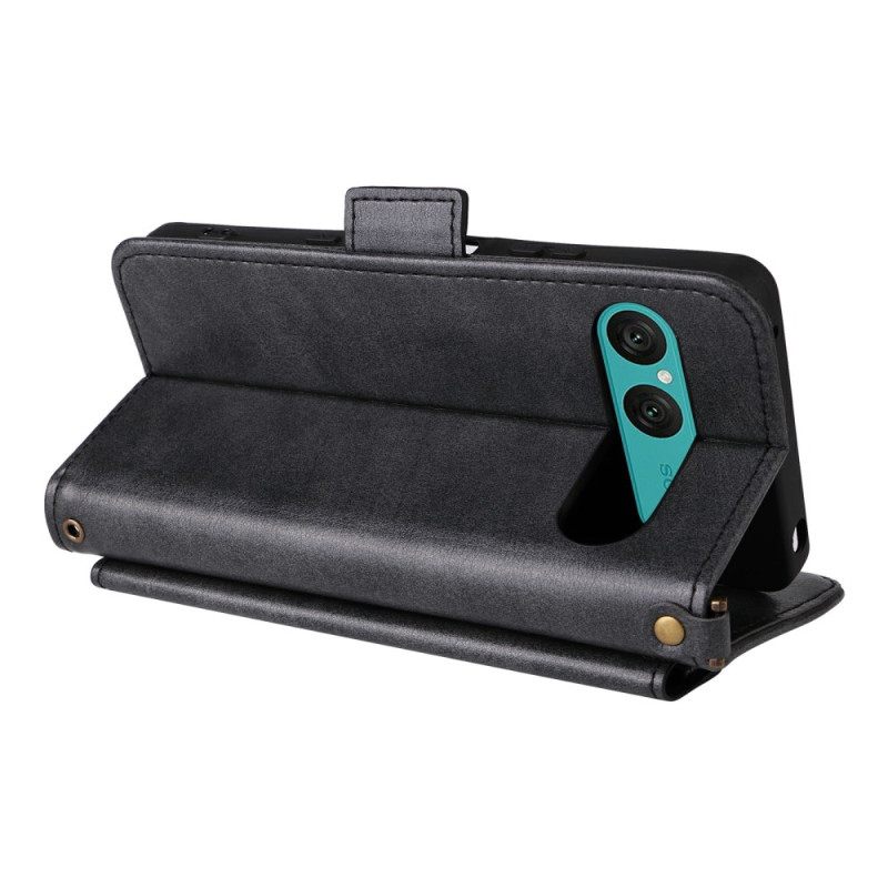 Folio-hoesje Sony Xperia 10 Vii Portemonnee Met Schouderband