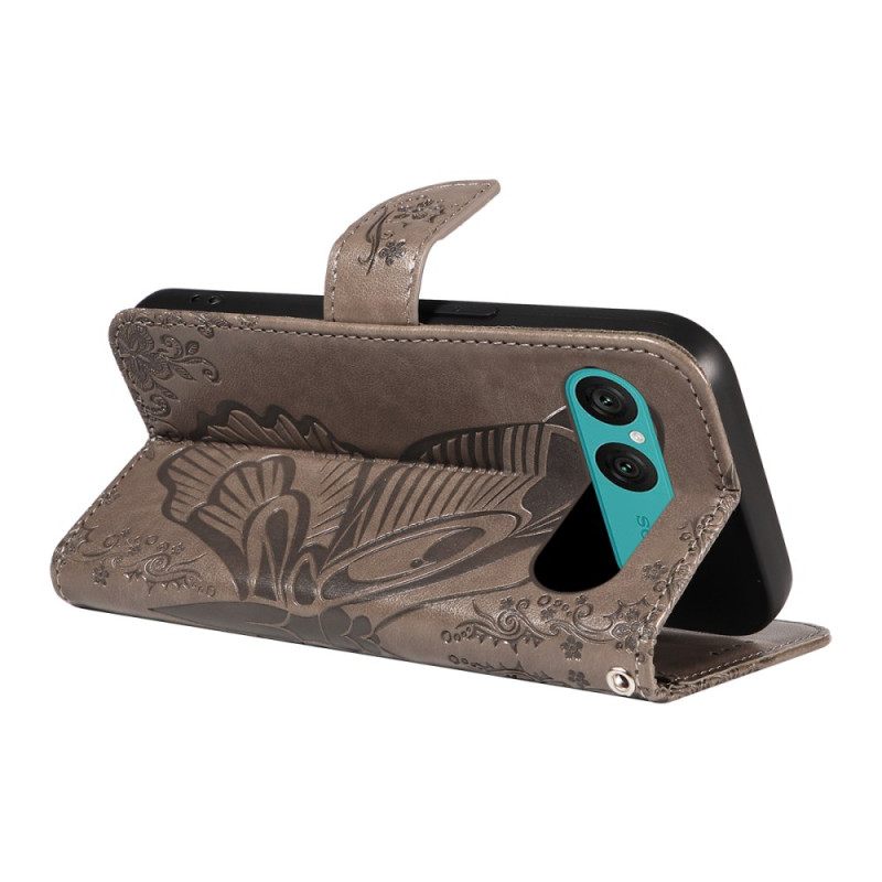 Folio-hoesje Sony Xperia 10 Vii Telefoonhoesje Grafische Vlinder