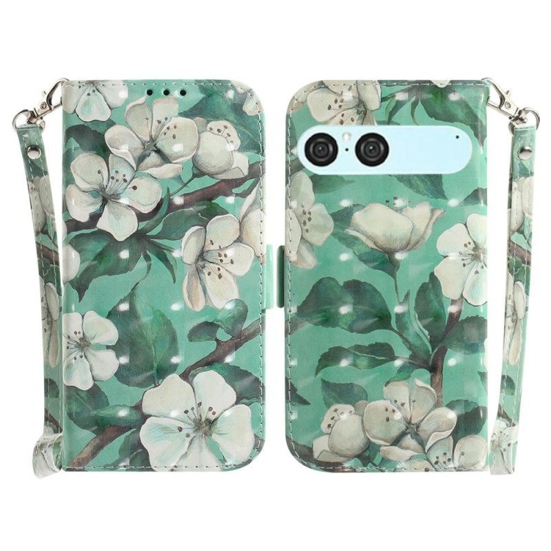 Leren Hoesje Sony Xperia 10 Vii Aquarelbloemen Bescherming Hoesje