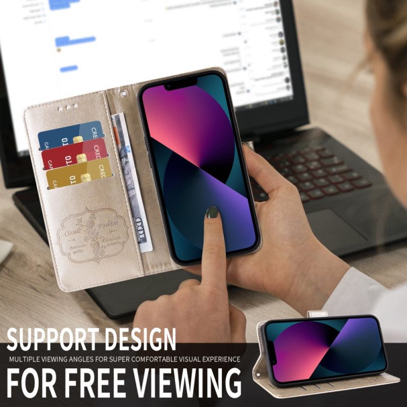 Leren Hoesje Sony Xperia 10 Vii Bloemenprint Bescherming Hoesje