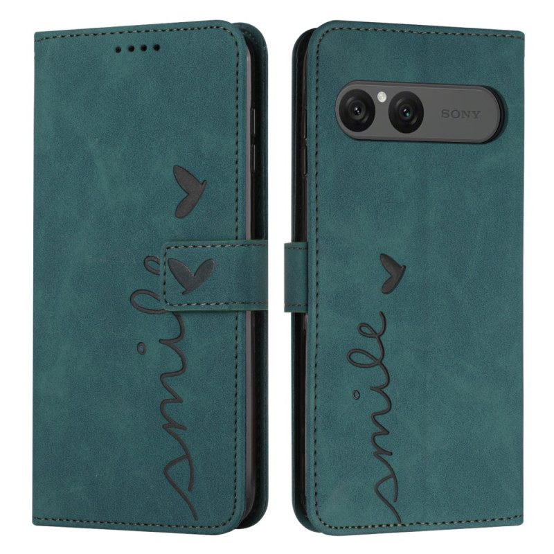 Leren Hoesje Sony Xperia 10 Vii Glimlach Bescherming Hoesje