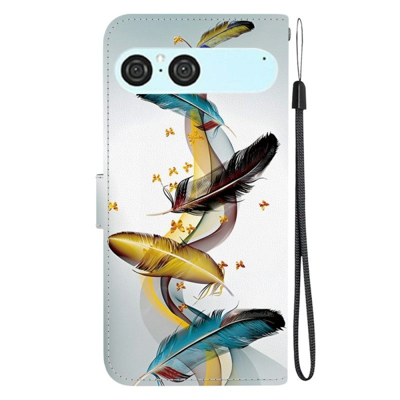 Leren Hoesje Sony Xperia 10 Vii Gouden Veren