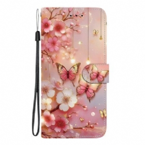 Leren Hoesje Sony Xperia 10 Vii Lantaarnvlinders Bescherming Hoesje