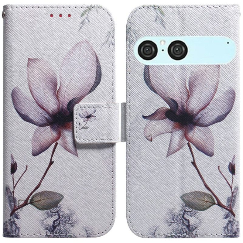 Leren Hoesje Sony Xperia 10 Vii Roze Bloem