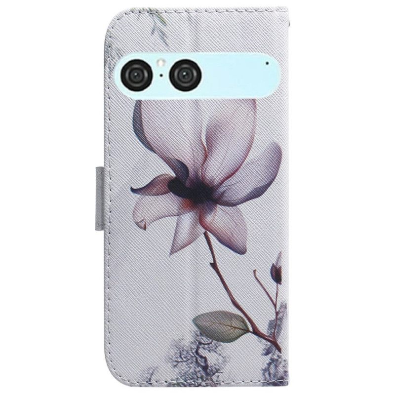 Leren Hoesje Sony Xperia 10 Vii Roze Bloem