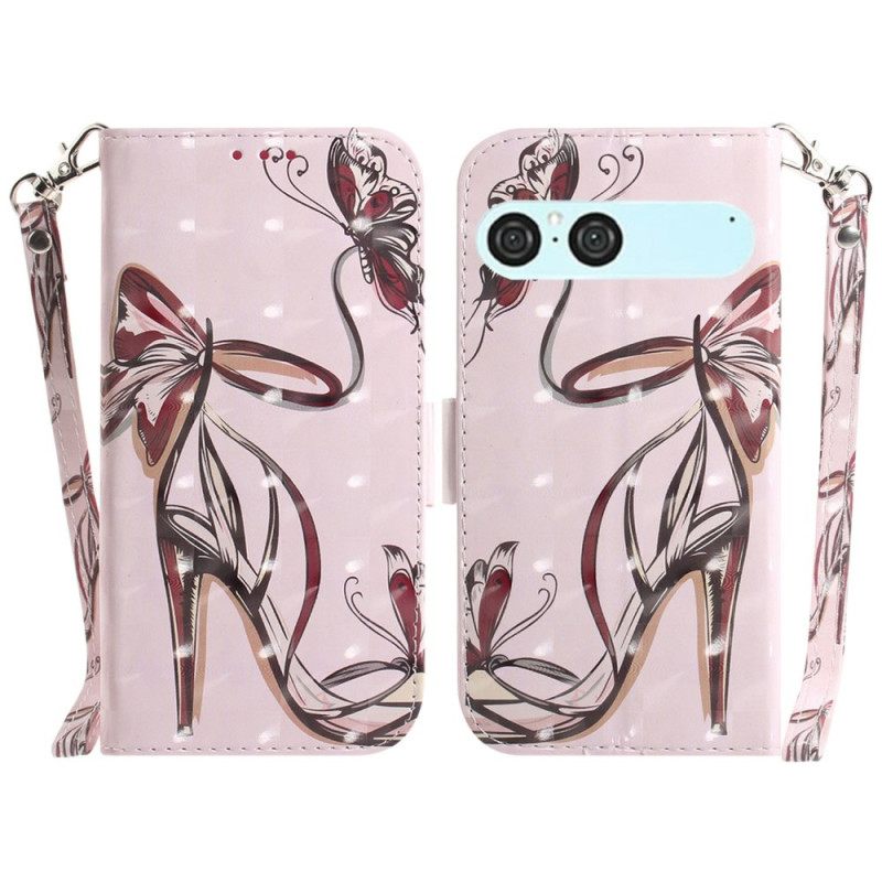 Leren Hoesje Sony Xperia 10 Vii Sandalen Met Bandjes Bescherming Hoesje