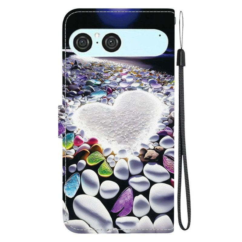 Leren Hoesje Sony Xperia 10 Vii Wit Hart Bescherming Hoesje