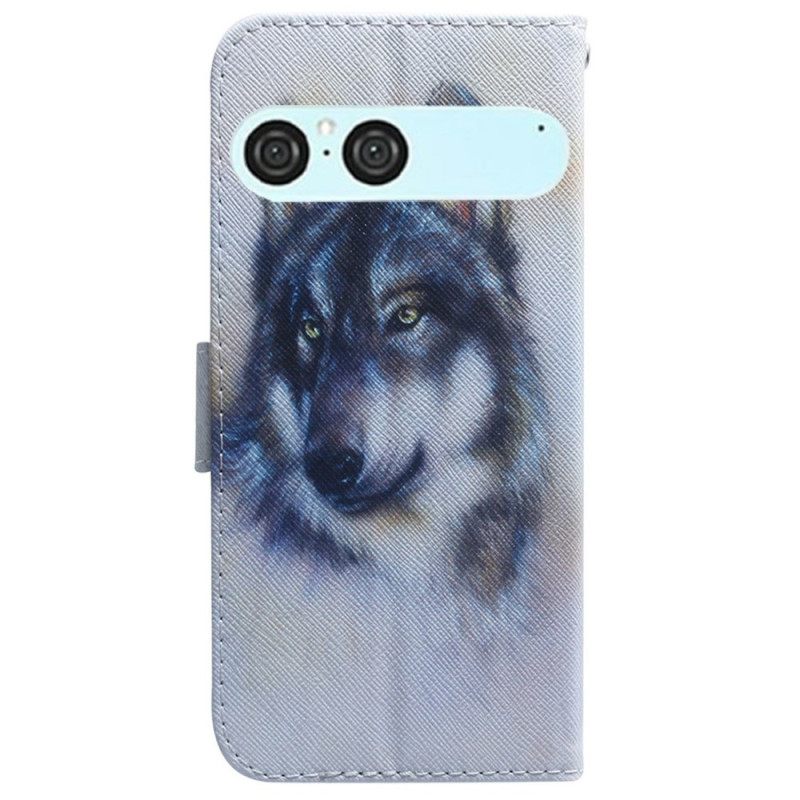 Leren Hoesje Voor Sony Xperia 10 Vii Aquarel Wolf