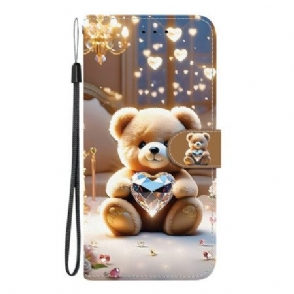 Leren Hoesje Voor Sony Xperia 10 Vii Diamanten Beer