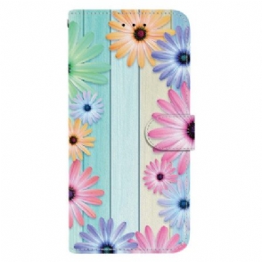 Leren Hoesje Voor Sony Xperia 10 Vii Kleurrijke Zonnebloemen