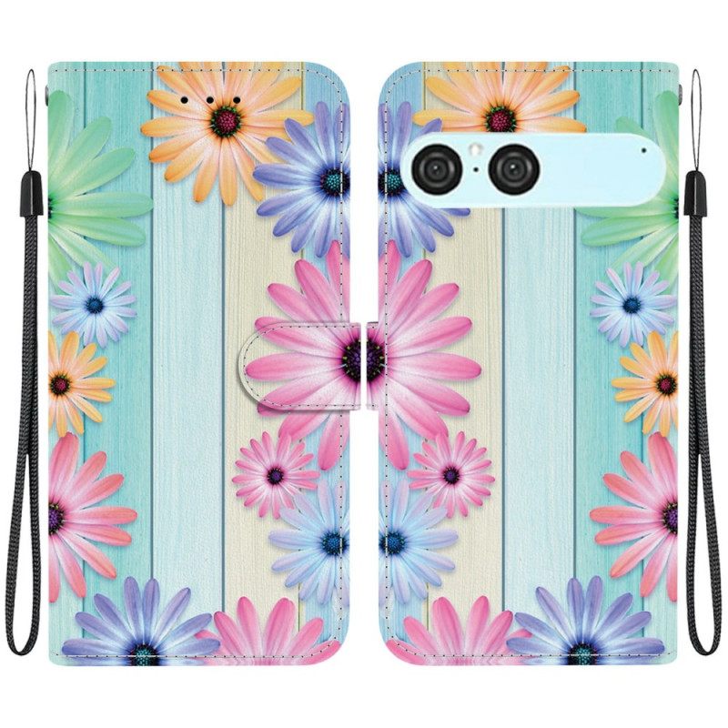 Leren Hoesje Voor Sony Xperia 10 Vii Kleurrijke Zonnebloemen