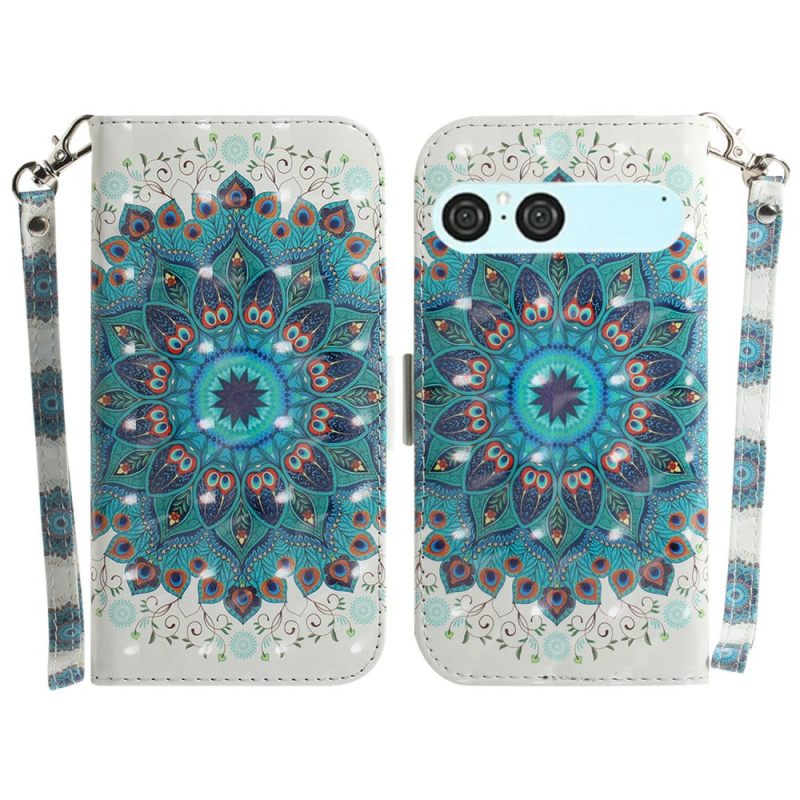 Leren Hoesje Voor Sony Xperia 10 Vii Sleutelkoord Met Groene Mandala