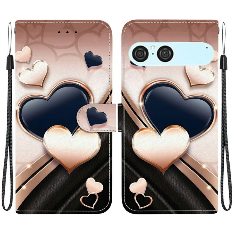 Leren Hoesje Voor Sony Xperia 10 Vii Twee Harten