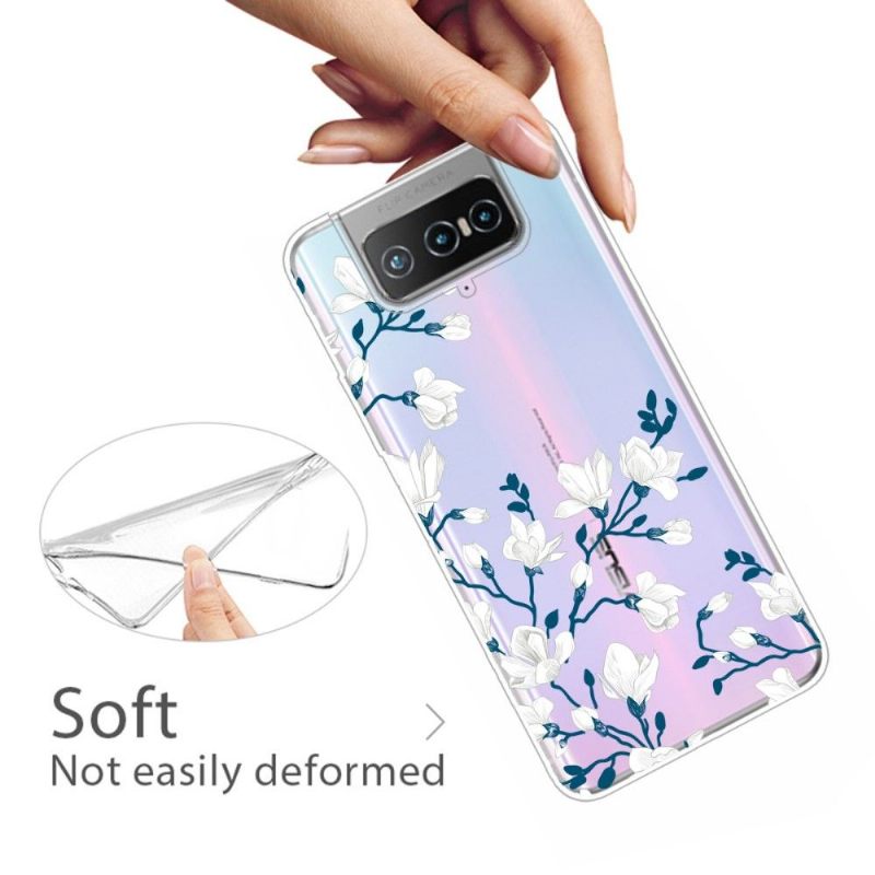 Hoesje voor Asus Zenfone 7 / Zenfone 7 Pro Witte Bloemen