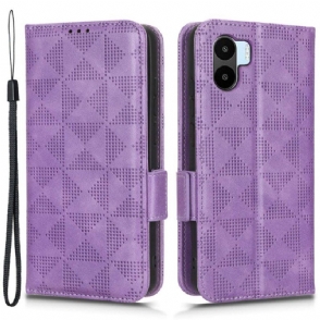 Leren Hoesje voor Xiaomi Redmi A1 Driehoeken Met Lanyard