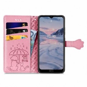 Folio-hoesje voor Nokia 2.4 Anti-fall Dieren Leereffect Met Reliëf