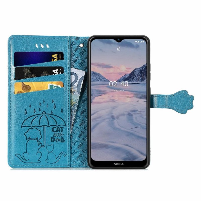 Folio-hoesje voor Nokia 2.4 Anti-fall Dieren Leereffect Met Reliëf
