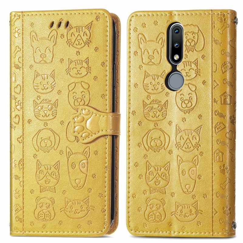 Folio-hoesje voor Nokia 2.4 Anti-fall Dieren Leereffect Met Reliëf