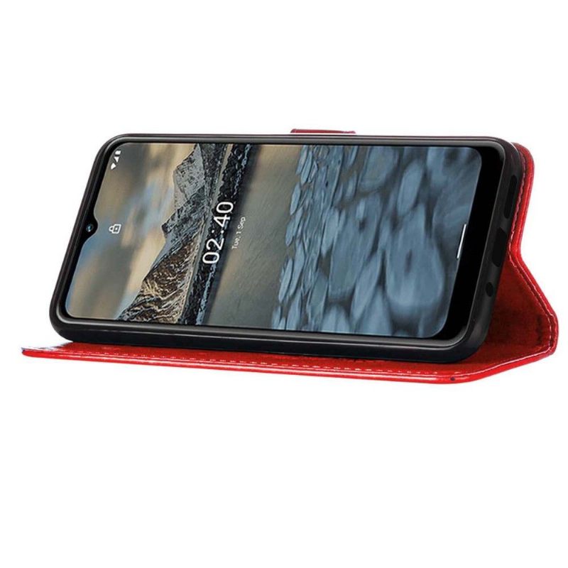 Folio-hoesje voor Nokia 2.4 Anti-fall Kaarthouder Met Vlinderbloem