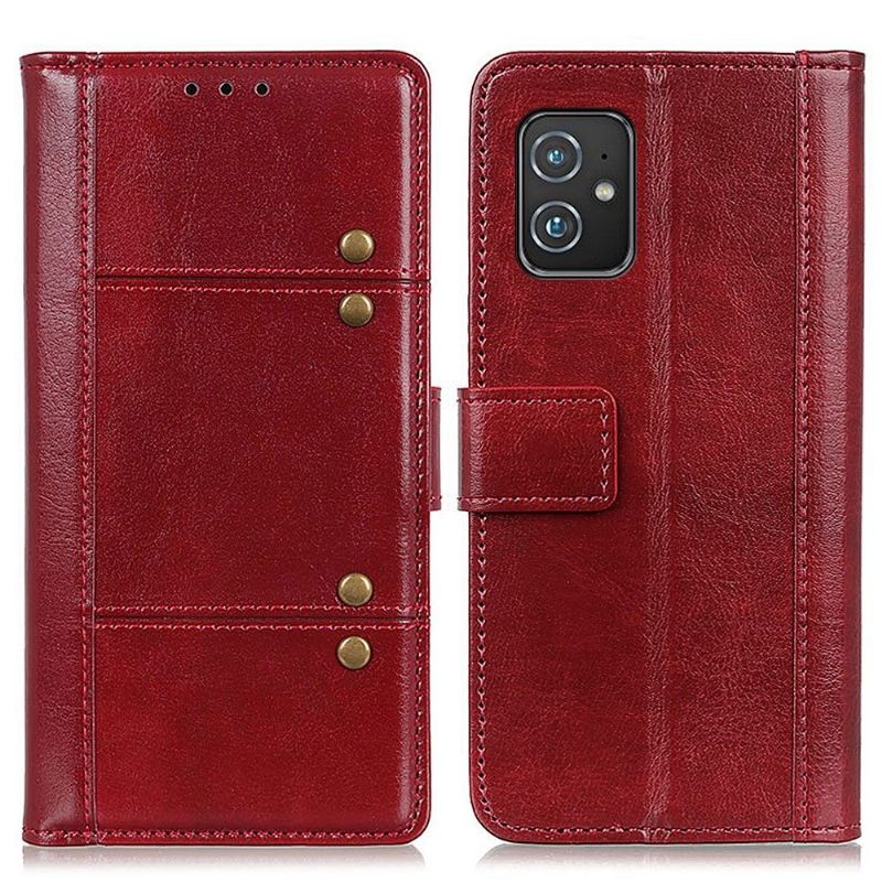 Folio-hoesje voor Asus Zenfone 8 Ledereffect Met Klinknagels
