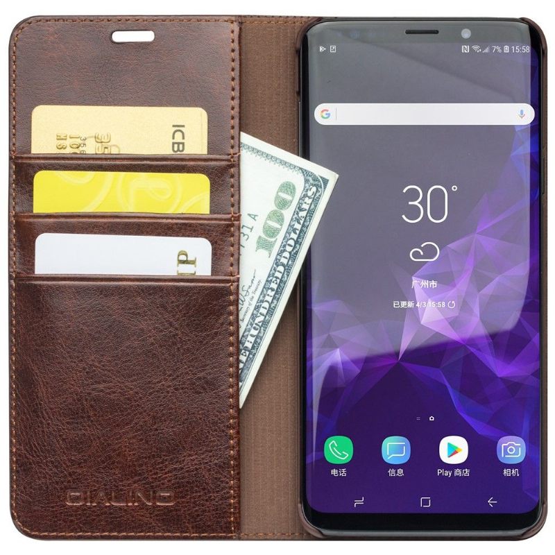 Case voor Samsung Galaxy S9 Plus Kaarthouder Van Echt Leer