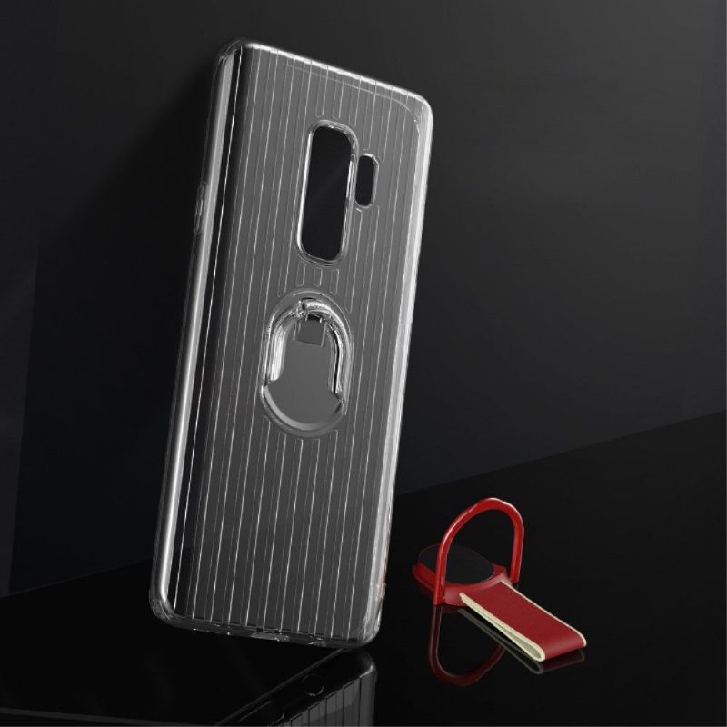 Hoesje voor Samsung Galaxy S9 Plus Transparant Met Handvat - Rood