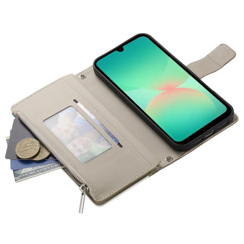 Bescherming Hoesje Samsung Galaxy A17 4g / 5g Portemonnee Met Rits En Riempje