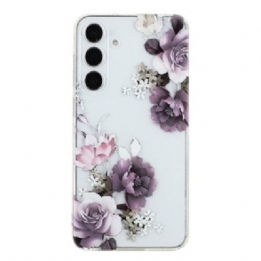 Cover Hoesje Samsung Galaxy A17 4g / 5g Telefoonhoesje Paars Pioenrozen
