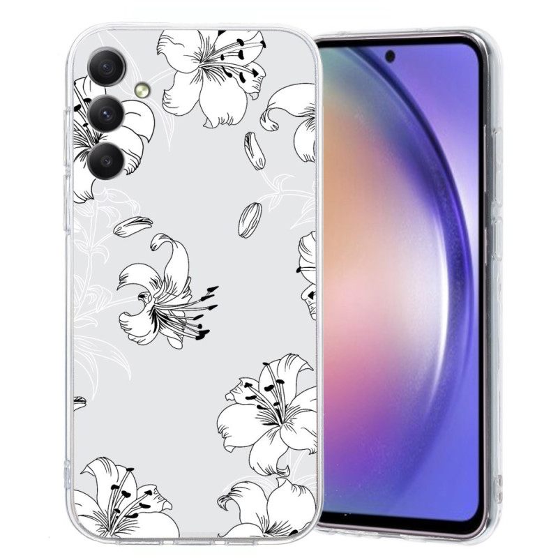 Cover Hoesje Samsung Galaxy A17 4g / 5g Telefoonhoesje Witte Bloemen