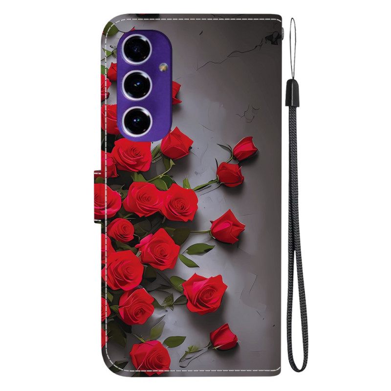 Flip Case Leren Samsung Galaxy A17 4g / 5g Rode Rozen