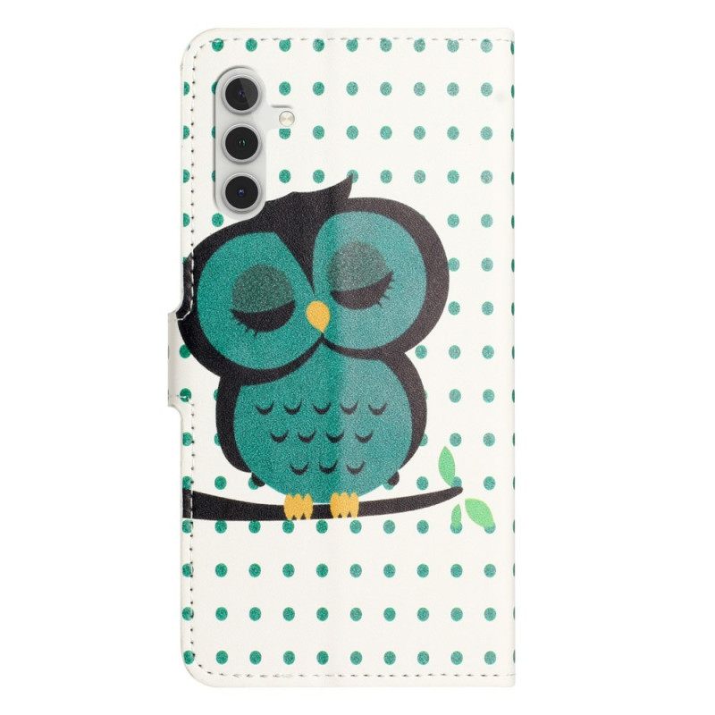 Flip Case Leren Samsung Galaxy A17 4g / 5g Slapende Uil