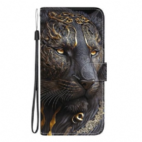 Folio-hoesje Samsung Galaxy A17 4g / 5g Gouden En Zwarte Leeuw