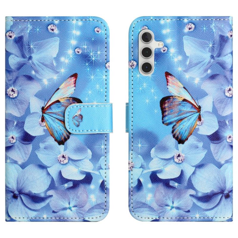 Folio-hoesje Samsung Galaxy A17 4g / 5g Telefoonhoesje Bloemen- En Vlinderpatroon