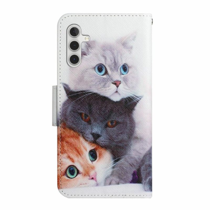 Folio-hoesje Samsung Galaxy A17 4g / 5g Telefoonhoesje Drie Katten
