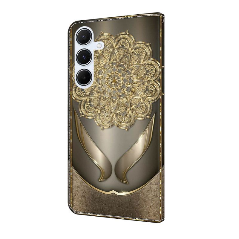 Folio-hoesje Samsung Galaxy A17 4g / 5g Telefoonhoesje Gouden Bloemenpatroon