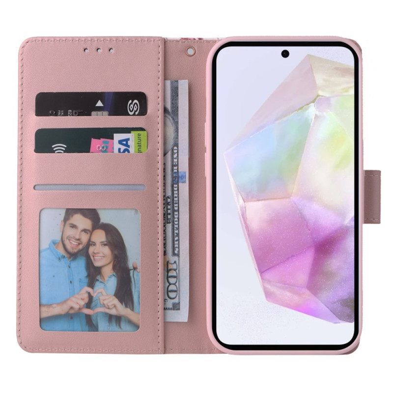 Folio-hoesje Samsung Galaxy A17 4g / 5g Telefoonhoesje Marmerontwerp Met Koord