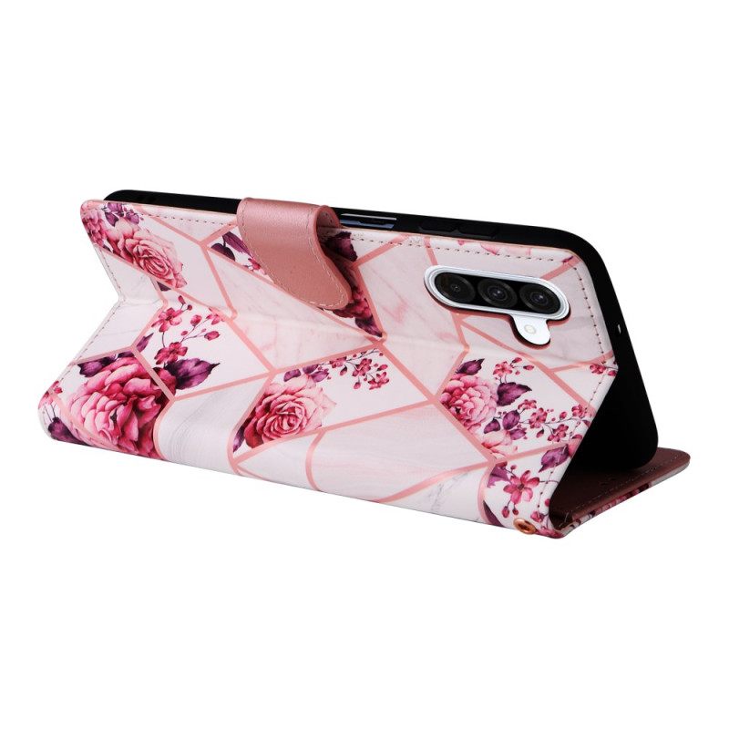 Folio-hoesje Samsung Galaxy A17 4g / 5g Telefoonhoesje Marmerontwerp Met Koord