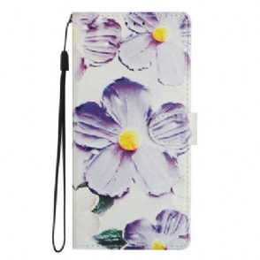 Folio-hoesje Samsung Galaxy A17 4g / 5g Telefoonhoesje Paars Bloemenpatroon